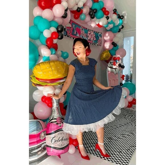 ❤ 4PCS Bundle Minnie Mouse Costume 1950s Retro Pinup Dress & Accessories NWT - Picture 8 of 17
